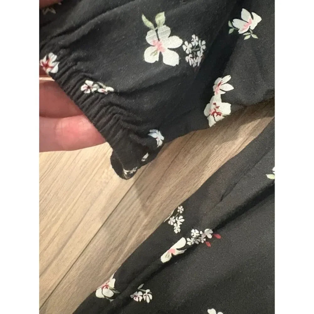 Okie Dokie Girls Size 6 Black Floral Ruffle Long Sleeve Dress